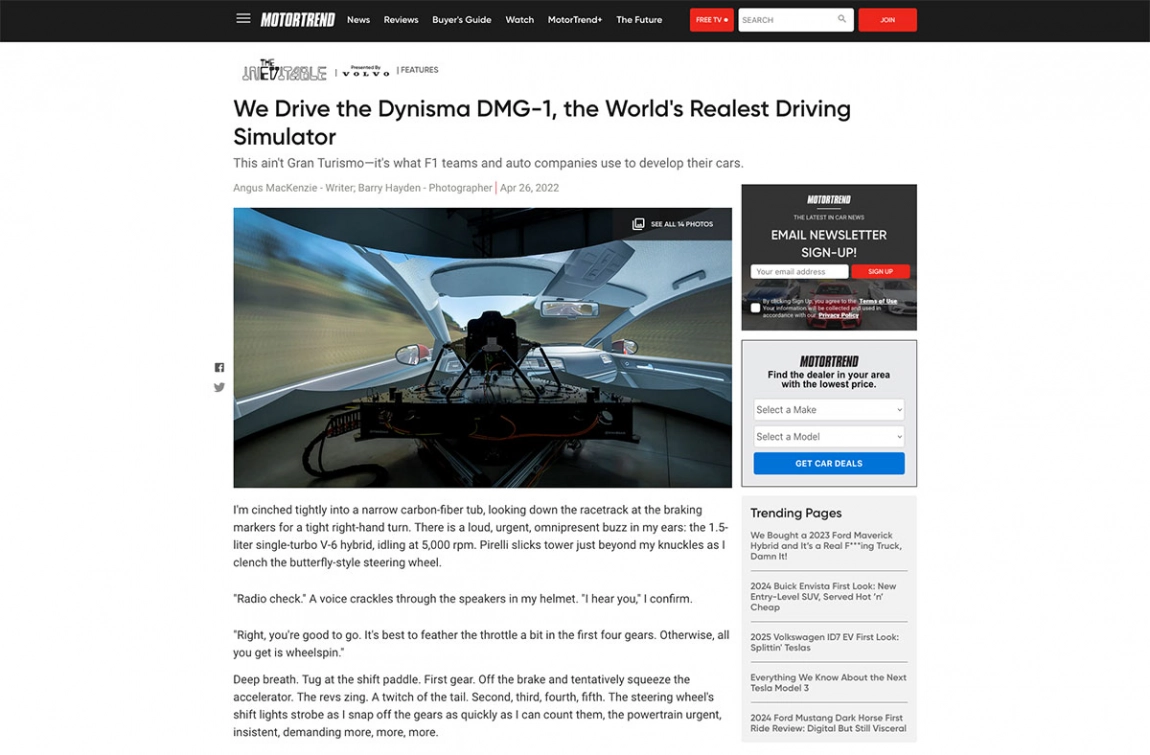 Motortrend drives the DMG-1, the realest driving simulator