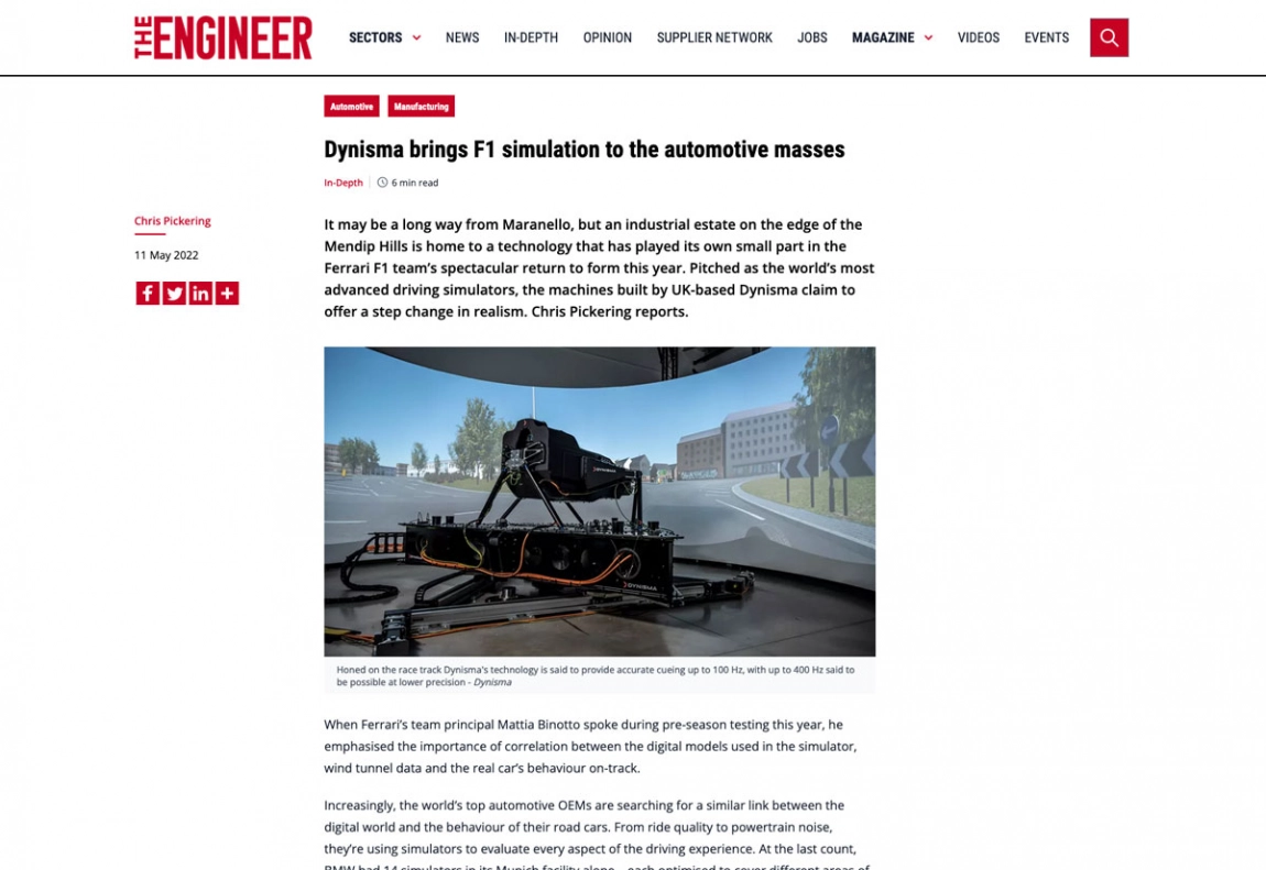 The Engineer Dynisma brings F1 simulation to the masses
